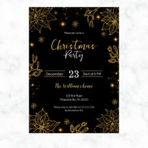 Jul Party Blommor och stjärnor | Svart och Guld