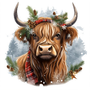 Jul Party Blue Highland Cow Inbjudningar