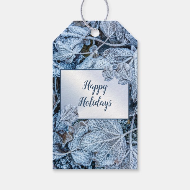 Jul Party Blue Löv Snö Helgdagars Vinter Presentetikett (Framsidan)