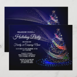 Jul Party Colorful Träd Navy Blue Rustic Inbjudningar
