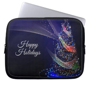 Jul Party Colorful Träd Navy Blue Rustic Laptop Fodral