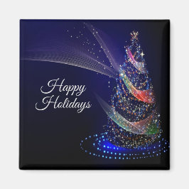 Jul Party Colorful Träd Navy Blue Rustic Magnet