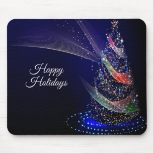 Jul Party Colorful Träd Navy Blue Rustic Musmatta