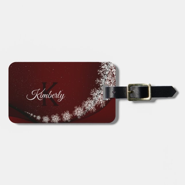 Jul Party Crystal Snöflingor Red Rustic Bagagebricka (Horisontell Framsida)