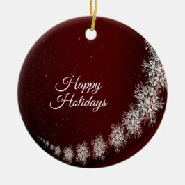 Jul Party Crystal Snöflingor Red Rustic Julgransprydnad Keramik