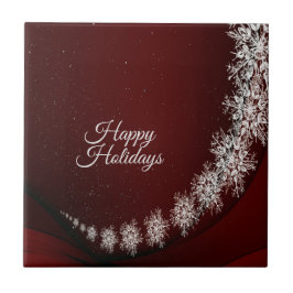 Jul Party Crystal Snöflingor Red Rustic Kakelplatta