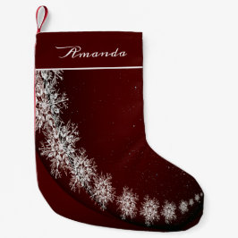Jul Party Crystal Snöflingor Red Rustic Liten Julstrumpa