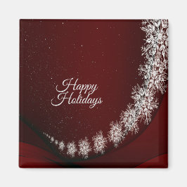 Jul Party Crystal Snöflingor Red Rustic Magnet
