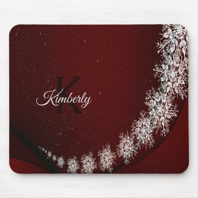 Jul Party Crystal Snöflingor Red Rustic Musmatta (Framsidan)
