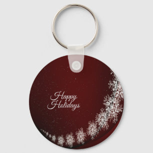 Jul Party Crystal Snöflingor Red Rustic Nyckelring
