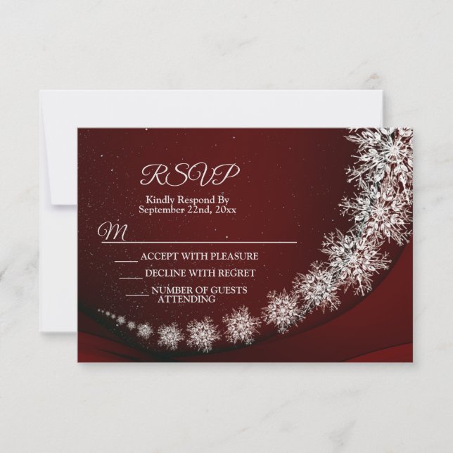 Jul Party Crystal Snöflingor Red Rustic OSA Kort (Framsida)