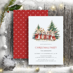 Jul Party Cute Funny Bunnies Baby-inbjudan Julkort
