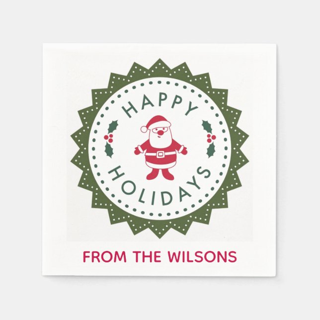 Jul Party Cute Tecknad Santa Pappersservett (Framsidan)