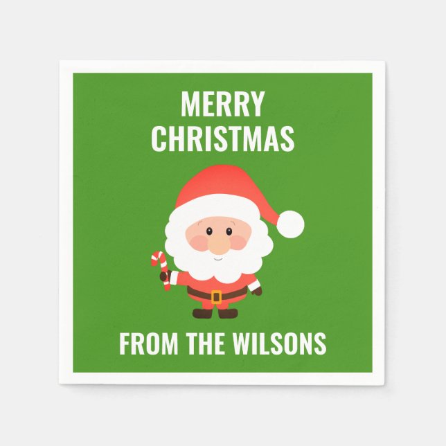 Jul Party Cute Tecknad Santa Pappersservett (Framsidan)