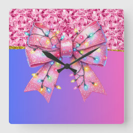 Jul Party-drivrutin Bling Festive God jul Ligh Fyrkantig Klocka