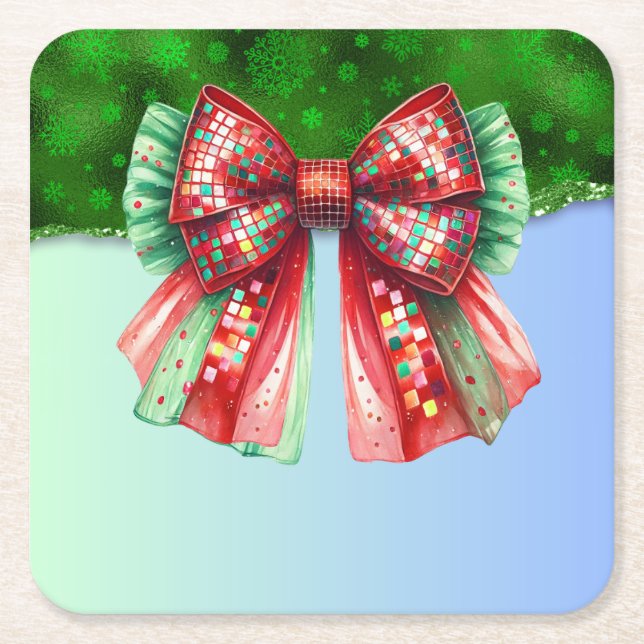 Jul Party-drivrutin Bling Festive God jul Ligh Underlägg Papper Kvadrat (Framsidan)