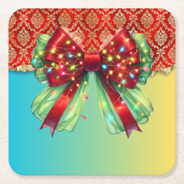 Jul Party-drivrutin Bling Festive God jul Ligh Underlägg Papper Kvadrat (Framsidan)
