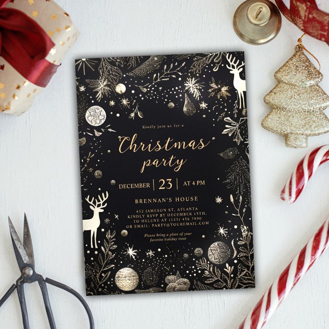 Jul Party Elegant Festive Helgdag Inbjudningar (Holiday Foil Christmas Party Invitation)