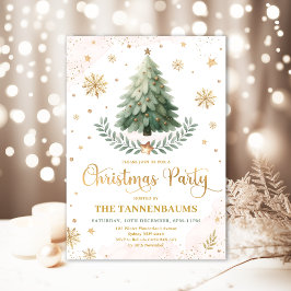 Jul Party | Elegant Rosa Guld Winter Helgdag Inbjudningar