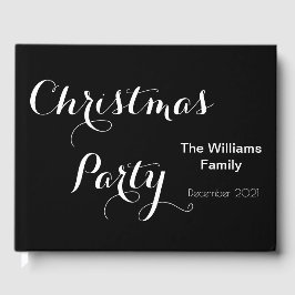 Jul Party Elegant Typography Black White Gästböcker