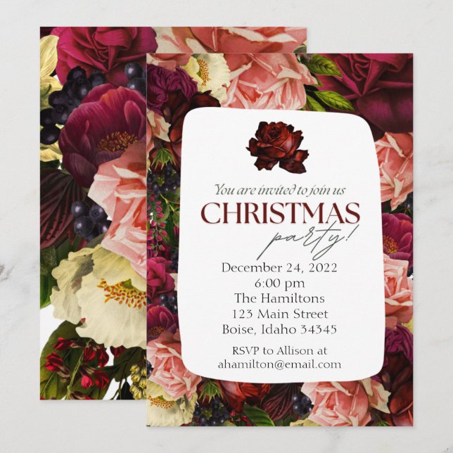 Jul Party eller Helgdag Extravaganza Inbjudningar (Fram/baksida)