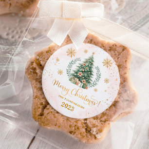 Jul Party favors    GULD SNÖFLINGOR Runt Klistermärke