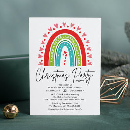 Jul Party Festive Rainbow Candy cane Heart