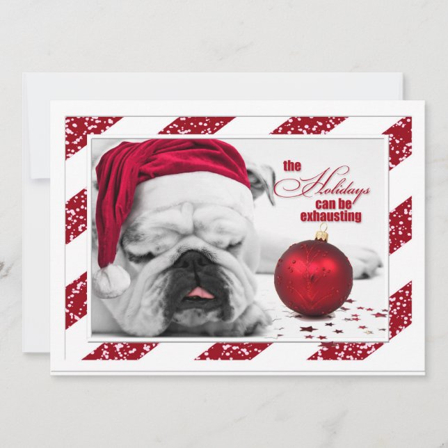 Jul Party Funny Bulldog Santa Inbjudningar (Framsida)