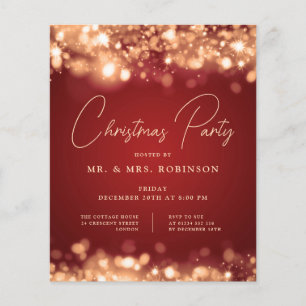 Jul Party Glam Guld Red Ljus Flygblad