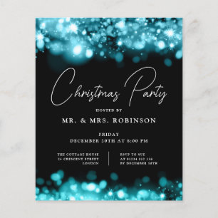 Jul Party Glam Teal Ljus Flygblad
