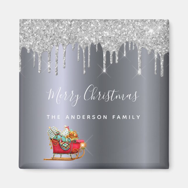 Jul, party, glitter, rödskinka magnet (Framsidan)