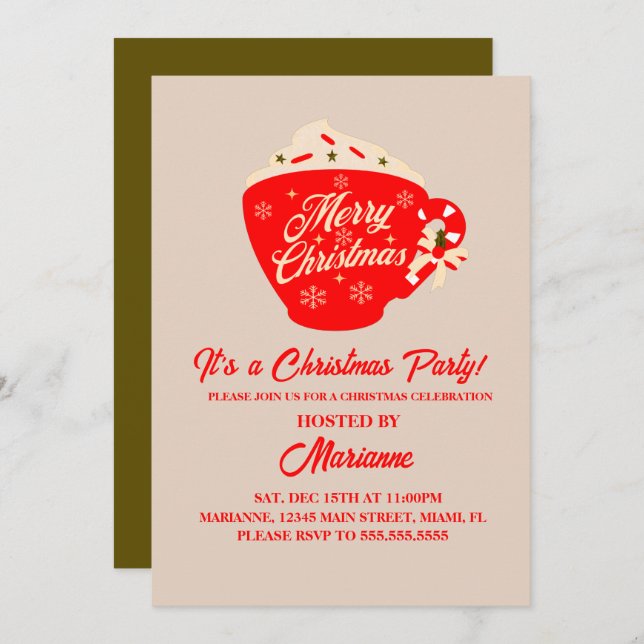 Jul Party God jul Mugg Inbjudningar (Fram/baksida)