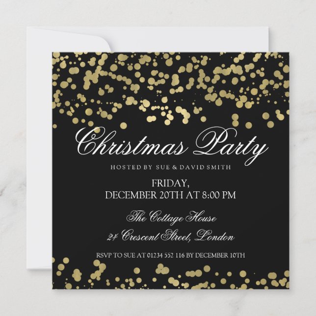 Jul Party Gold Foil Confetti Inbjudningar (Framsida)