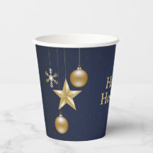 Jul Party Golden Ornament Navy Blue Elegant