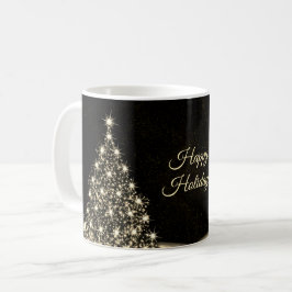 Jul Party Golden Shiny Träd Winter Black Kaffemugg