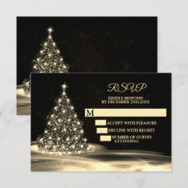 Jul Party Golden Shiny Träd Winter Black OSA Kort