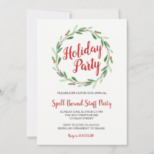 Jul Party Greenery Wandinbjuden till jul Inbjudningar