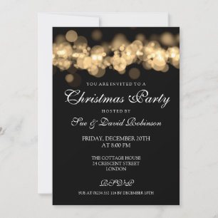 Jul Party Guld bokeh Ljus Inbjudningar