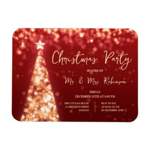 Jul Party Guld Röda Träd Gnistran Ljus Magnet
