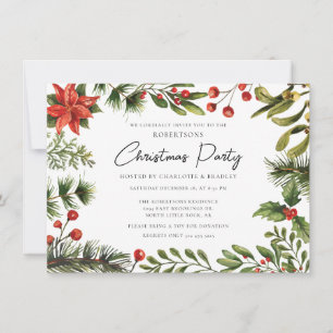 Jul Party i den botaniska Blommigten Inbjudningar