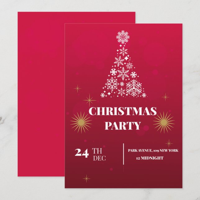 Jul party inbjudningar (Fram/baksida)