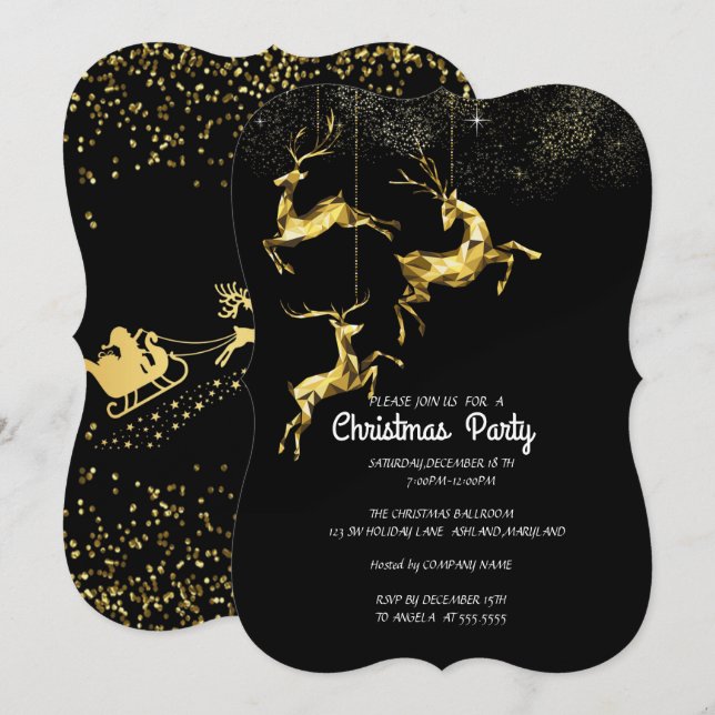 Jul Party Inbjudningar (Fram/baksida)