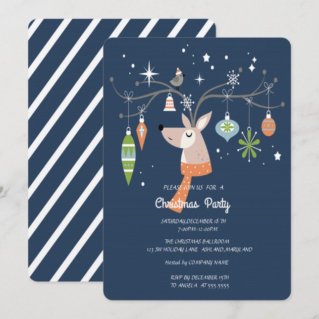 Jul Party Inbjudningar (Fram/baksida)