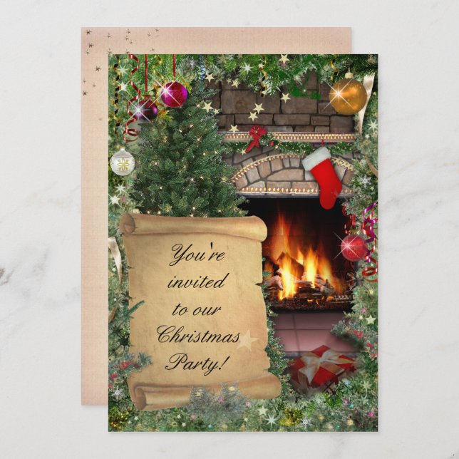 Jul Party Inbjudningar (Fram/baksida)