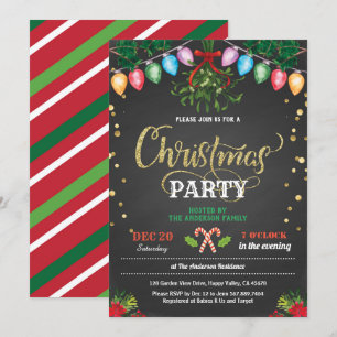 Jul party julfest chalkboard mistletoe inbjudningar