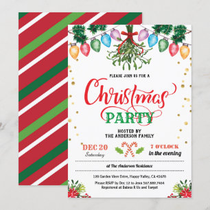 Jul party julfest kyss under mistletoe inbjudningar