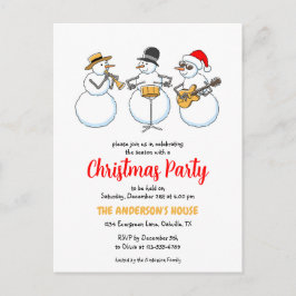 Jul Party Julhelg Snögubbar Jazzband Inbjudan Vykort