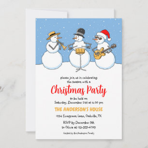 Jul Party Julhelg Snögubbar Jazzband Inbjudningar