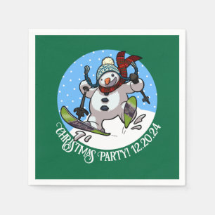 Jul Party Lägg till datumet Skiing Snögubbe Pappersservett