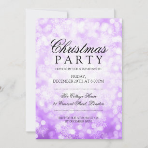 Jul Party Lila Sparkling Snowflake Ljus Inbjudningar